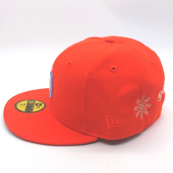 SAN DIEGO PADRES 1998 WORLD SERIES ORANGE ICY BLUE BRIM NEW ERA FITTED HAT 7 1/4 - Picture 2 of 9